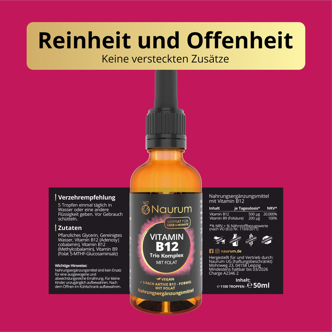 Vitamin B12 Trio Komplex mit Folat