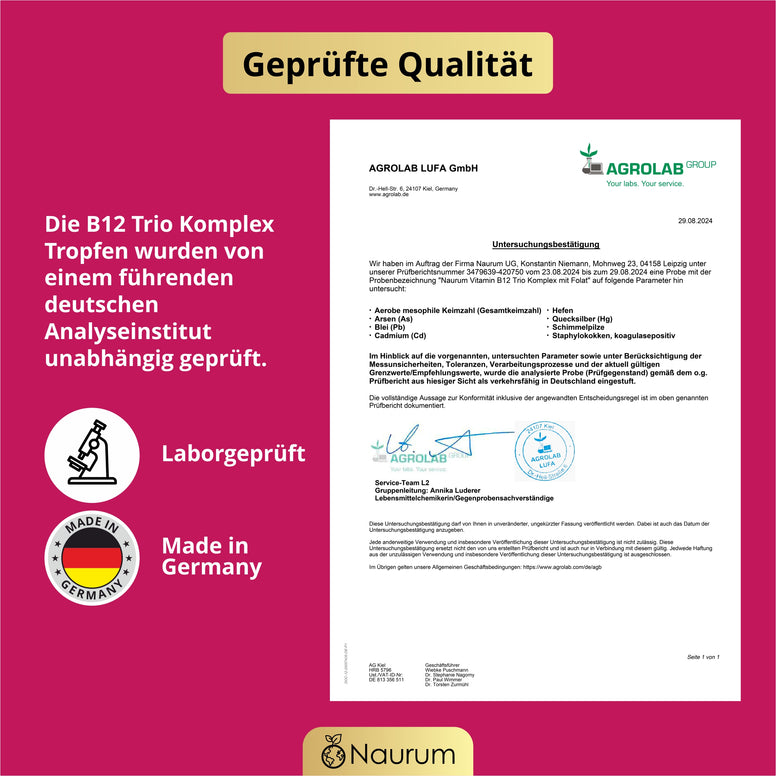 Vitamin B12 Tropfen – Trio Komplex mit Folat
