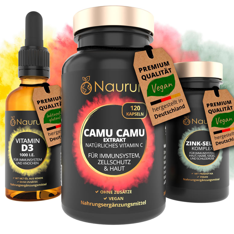 IMMUN PAKET - Natürliches Vitamin C, Zink-Selen und Vitamin D3