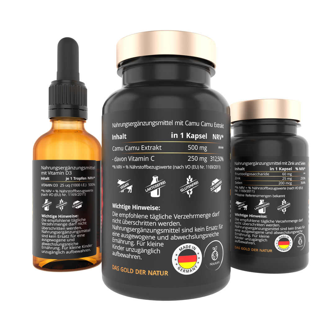 IMMUN PAKET - Natürliches Vitamin C, Zink-Selen und Vitamin D3