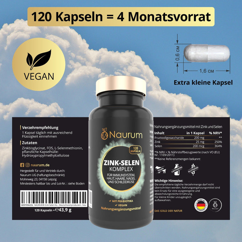 Zink Selen Komplex – 120 Kapseln (4 Monate)