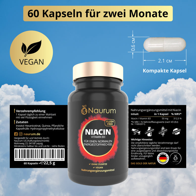 Niacin Kapseln – Vitamin B3 ohne Flush-Effekt
